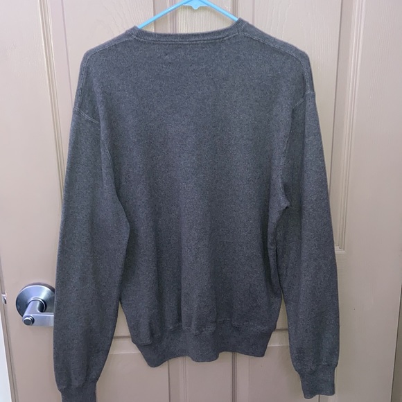 Mens Medium Gray Polo Pullover Crewneck, w Navy Blue Logo - Picture 7 of 8